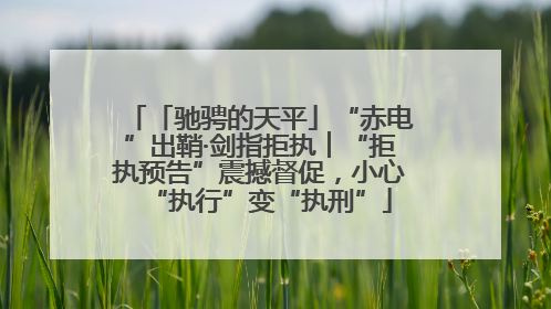 「驰骋的天平」“赤电”出鞘·剑指拒执︱“拒执预告”震撼督促，小心“执行”变“执刑”