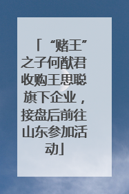 “赌王”之子何猷君收购王思聪旗下企业，接盘后前往山东参加活动
