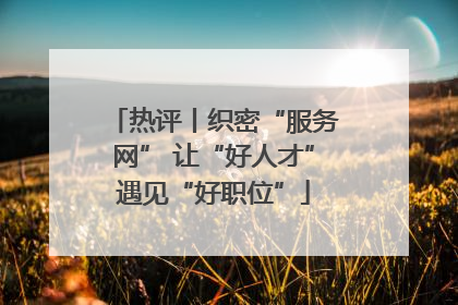 热评丨织密“服务网” 让“好人才”遇见“好职位”