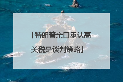 特朗普亲口承认高关税是谈判策略