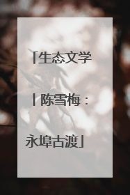 生态文学丨陈雪梅：永埠古渡