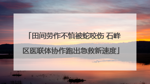 田间劳作不慎被蛇咬伤 石峰区医联体协作跑出急救新速度