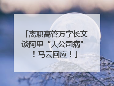 离职高管万字长文谈阿里“大公司病”！马云回应！