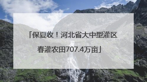 保夏收！河北省大中型灌区春灌农田707.4万亩