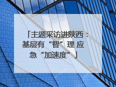 主题采访进陕西：基层有“智”理 应急“加速度”