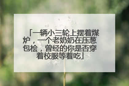 一辆小三轮上摆着煤炉，一个老奶奶在压葱包桧，曾经的你是否穿着校服等着吃