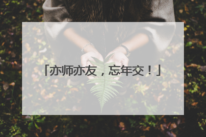 亦师亦友，忘年交！
