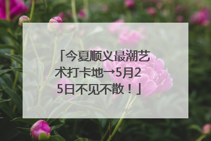 今夏顺义最潮艺术打卡地→5月25日不见不散！