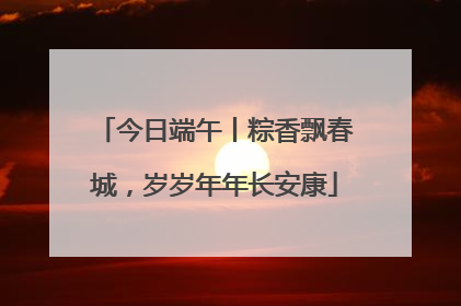 今日端午丨粽香飘春城，岁岁年年长安康