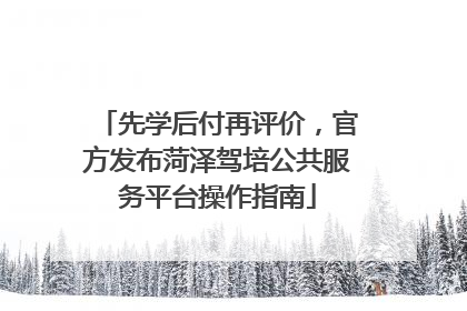先学后付再评价，官方发布菏泽驾培公共服务平台操作指南