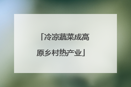 冷凉蔬菜成高原乡村热产业