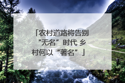 农村道路将告别“无名”时代 乡村何以“著名”