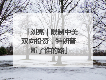 刘亮｜限制中美双向投资，特朗普断了谁的路