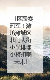 区联赛冠军！潍坊潍城区北门大街小学排球小将扣响未来