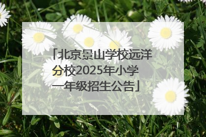 北京景山学校远洋分校2025年小学一年级招生公告