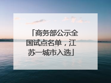 商务部公示全国试点名单，江苏一城市入选