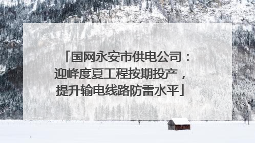 国网永安市供电公司：迎峰度夏工程按期投产，提升输电线路防雷水平