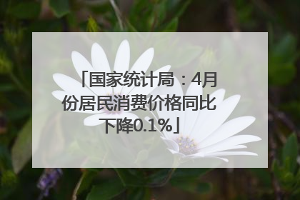 国家统计局：4月份居民消费价格同比下降0.1%