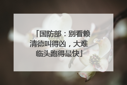 国防部：别看赖清德叫得凶，大难临头跑得最快