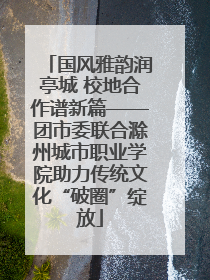 国风雅韵润亭城 校地合作谱新篇——团市委联合滁州城市职业学院助力传统文化“破圈”绽放