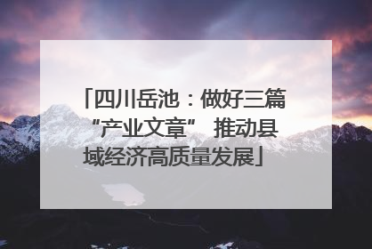 四川岳池：做好三篇“产业文章” 推动县域经济高质量发展