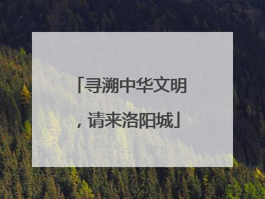 寻溯中华文明，请来洛阳城