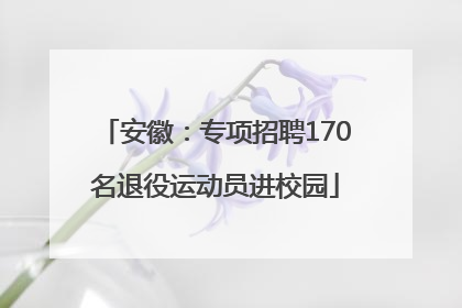 安徽：专项招聘170名退役运动员进校园