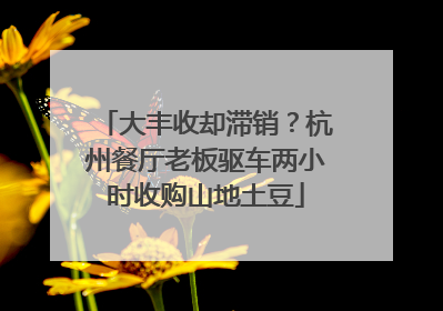 大丰收却滞销？杭州餐厅老板驱车两小时收购山地土豆