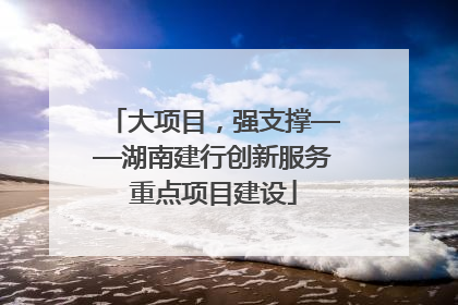 大项目，强支撑——湖南建行创新服务重点项目建设