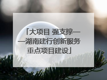 大项目 强支撑——湖南建行创新服务重点项目建设
