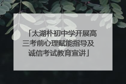 太湖朴初中学开展高三考前心理赋能指导及诚信考试教育宣讲
