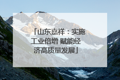 山东嘉祥：实施工业倍增 赋能经济高质量发展