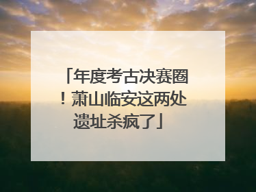 年度考古决赛圈！萧山临安这两处遗址杀疯了