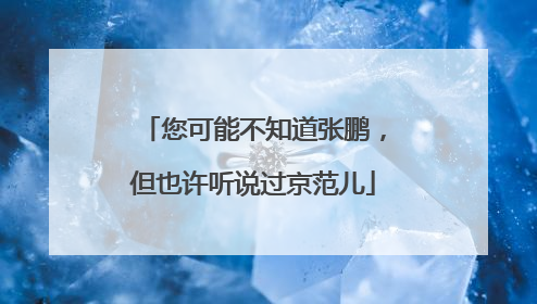 您可能不知道张鹏，但也许听说过京范儿
