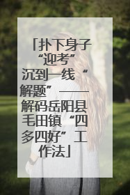 扑下身子“迎考” 沉到一线“解题”——解码岳阳县毛田镇“四多四好”工作法