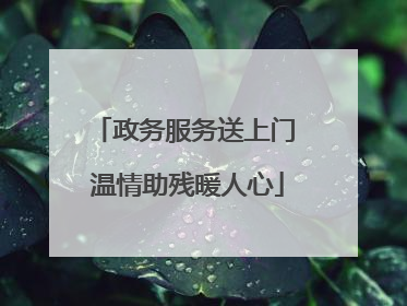 政务服务送上门 温情助残暖人心