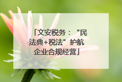 文安税务：“民法典+税法”护航企业合规经营