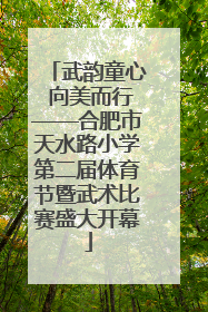 武韵童心 向美而行——合肥市天水路小学第二届体育节暨武术比赛盛大开幕