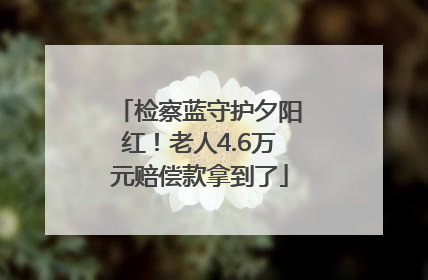 检察蓝守护夕阳红！老人4.6万元赔偿款拿到了