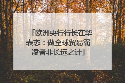 欧洲央行行长在华表态：做全球贸易霸凌者非长远之计