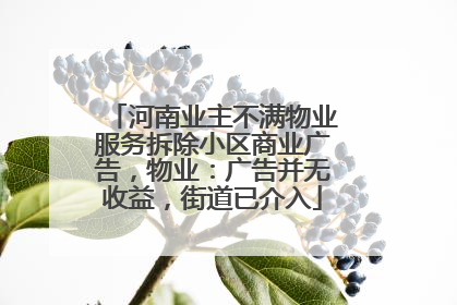 河南业主不满物业服务拆除小区商业广告，物业：广告并无收益，街道已介入
