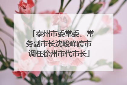 泰州市委常委、常务副市长沈峻峰跨市调任徐州市代市长