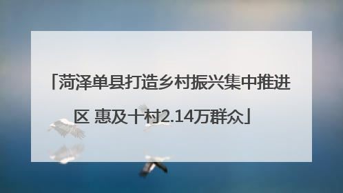 菏泽单县打造乡村振兴集中推进区 惠及十村2.14万群众