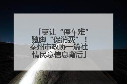 莫让“停车难”蹩脚“促消费”！泰州市政协一篇社情民意信息背后