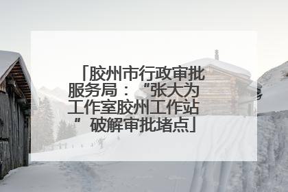 胶州市行政审批服务局：“张大为工作室胶州工作站”破解审批堵点