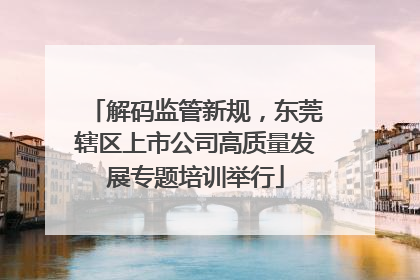 解码监管新规，东莞辖区上市公司高质量发展专题培训举行