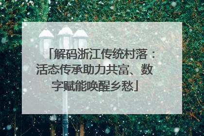 解码浙江传统村落：活态传承助力共富、数字赋能唤醒乡愁