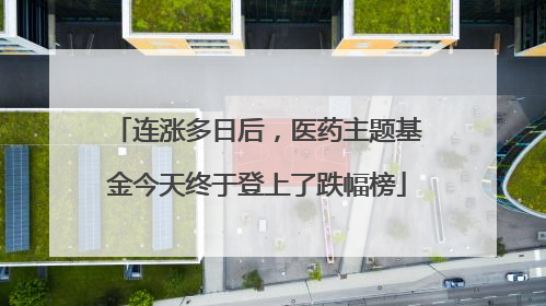连涨多日后，医药主题基金今天终于登上了跌幅榜