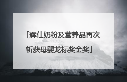 辉仕奶粉及营养品再次斩获母婴龙标奖金奖