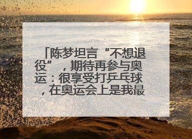 陈梦坦言“不想退役”，期待再参与奥运：很享受打乒乓球，在奥运会上是我最幸福的时候